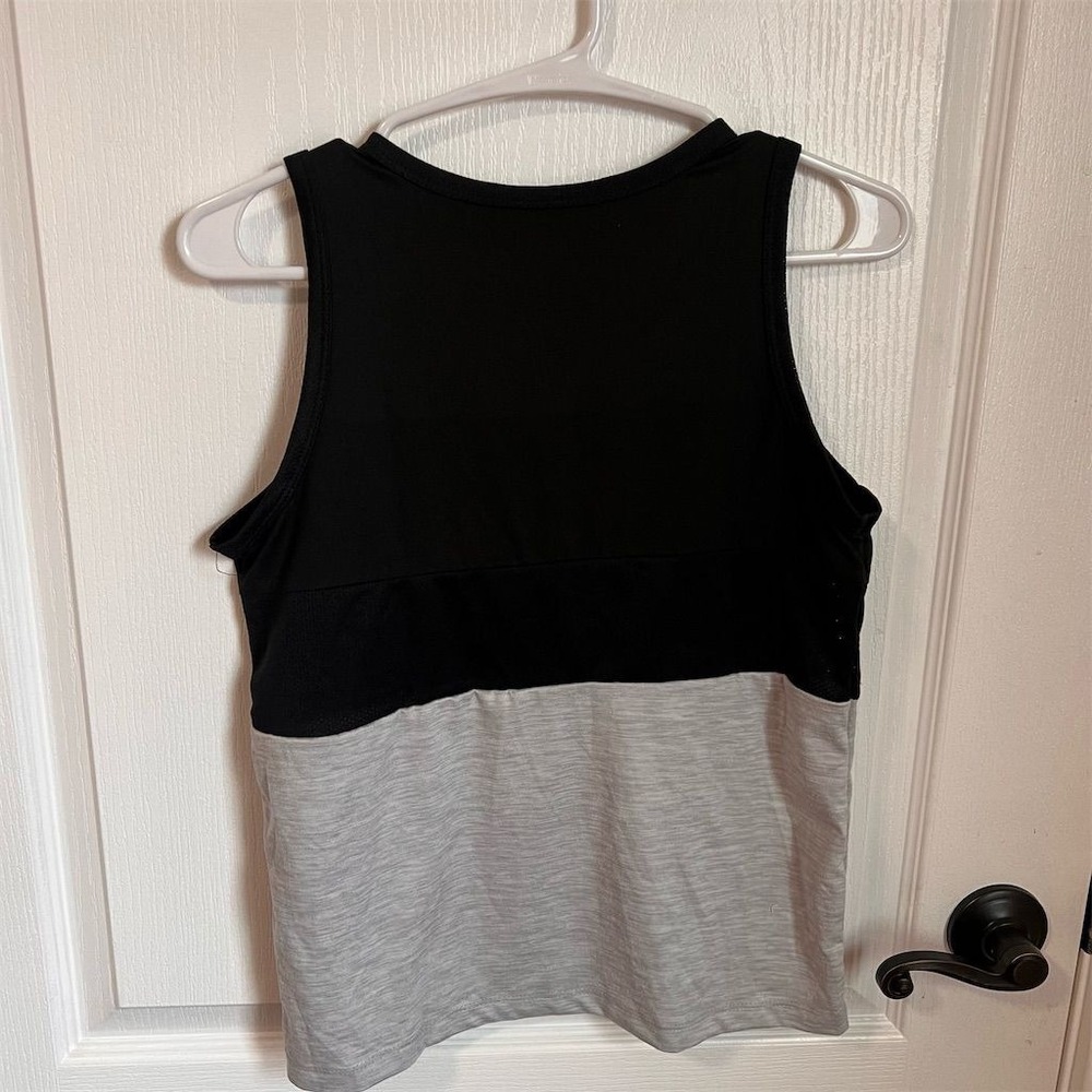 American Eagle Kids Black Grey Colorblock Active Tank Top Size 14 11-12Y Logo - Picture 2 of 6